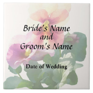 Sunlit Pansies Wedding Products Ceramic Tile