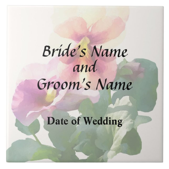 Sunlit Pansies Wedding Products Ceramic Tile (Front)