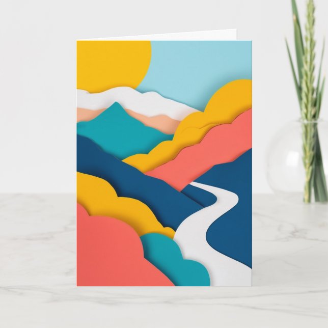 Sunlit Paper Mountain Path Card (Front)