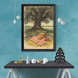 Sunlit Picnic – Vintage Countryside Travel Poster
