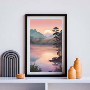 Sunlit Pines Reflection Poster