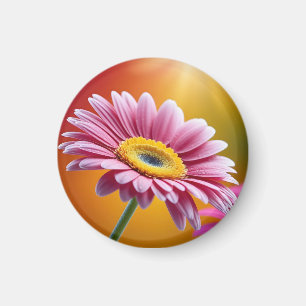 Sunlit pink daisy floral magnet