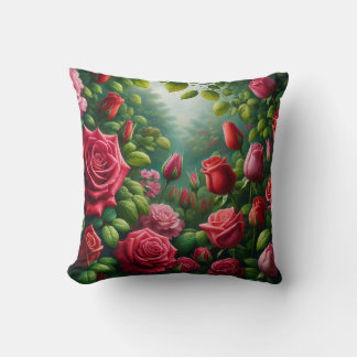 “Sunlit Rose Garden: Dew-Kissed Blooms" Cushion