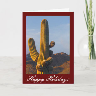 Sunlit Saguaro Cactus Customisable Holiday Card