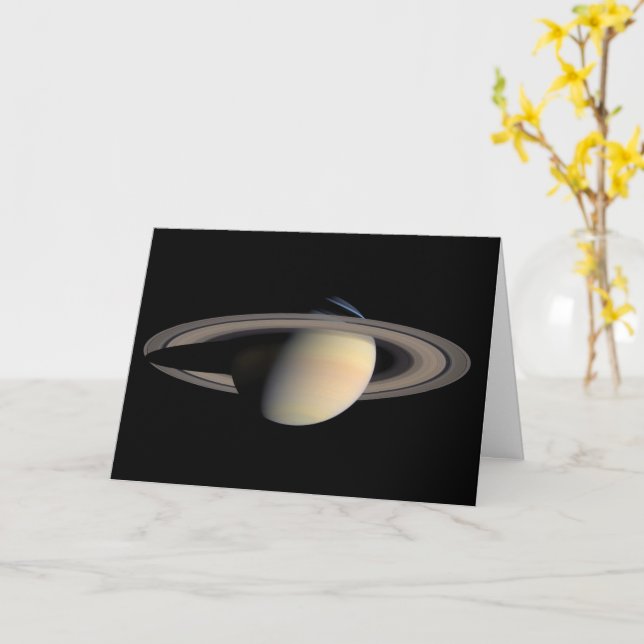 Sunlit Saturn Gas Giant Planet by Cassini Card (Yellow Flower)