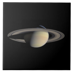 Sunlit Saturn Gas Giant Planet by Cassini Ceramic Tile