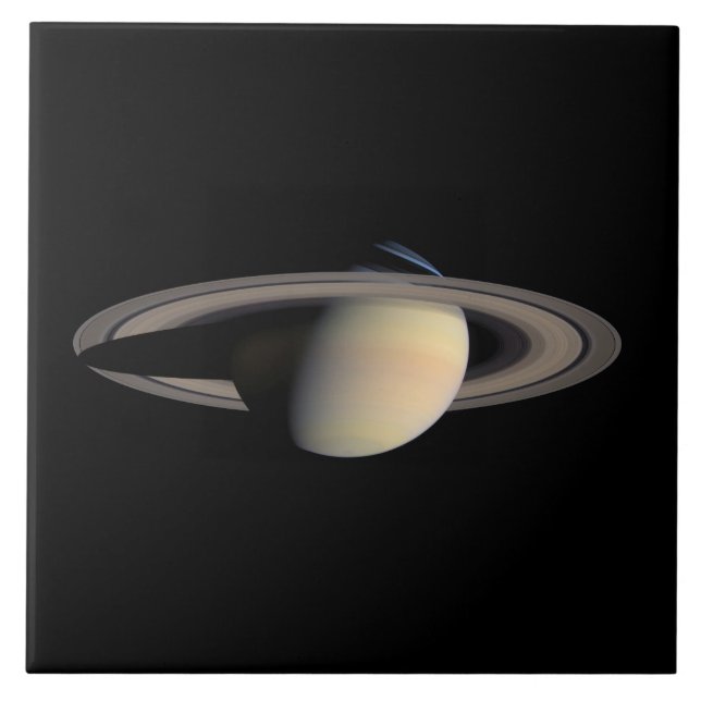 Sunlit Saturn Gas Giant Planet by Cassini Ceramic Tile (Front)