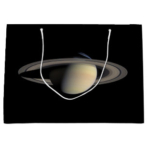 Sunlit Saturn Gas Giant Planet by Cassini Large Gift Bag