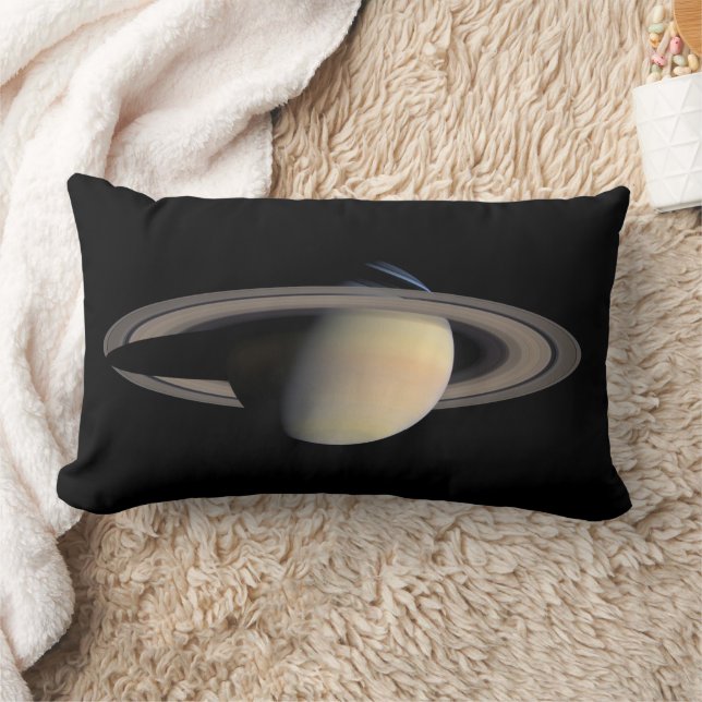 Sunlit Saturn Gas Giant Planet by Cassini Lumbar Cushion (Blanket)