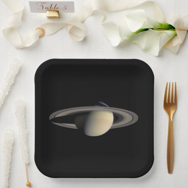 Sunlit Saturn Gas Giant Planet by Cassini Paper Plate (Wedding)