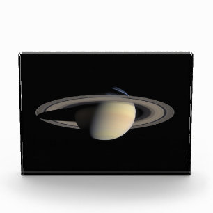Sunlit Saturn Gas Giant Planet by Cassini Photo Block