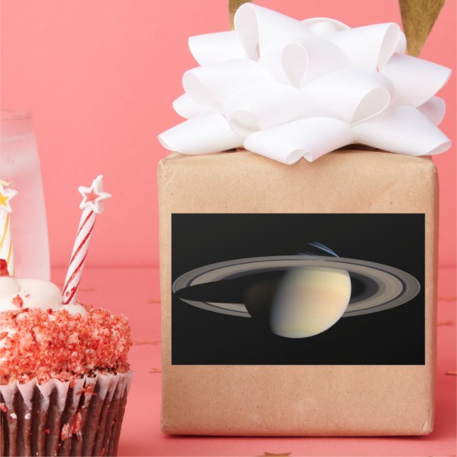 Sunlit Saturn Gas Giant Planet by Cassini Rectangular Sticker (Party)