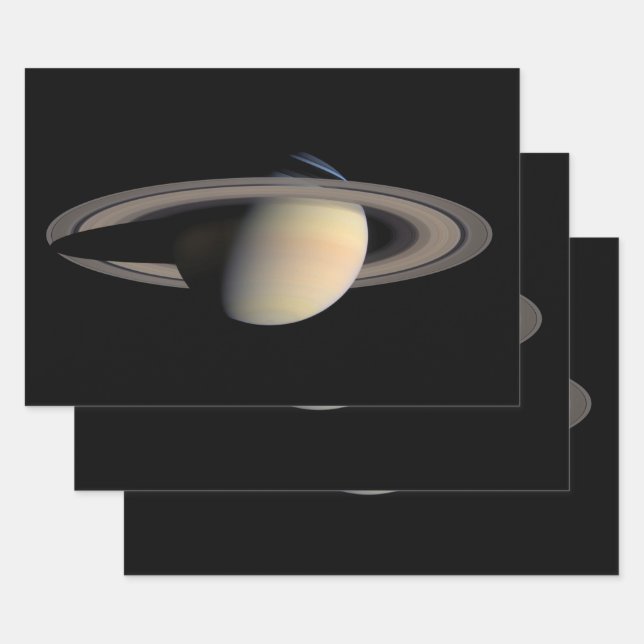 Sunlit Saturn Gas Giant Planet by Cassini Wrapping Paper Sheet (Set)