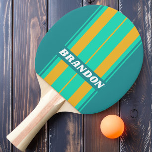 Sunlit Seas Board Stripes with Name Ping Pong Paddle