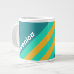 Sunlit Seas Stripes with Name Large Coffee Mug