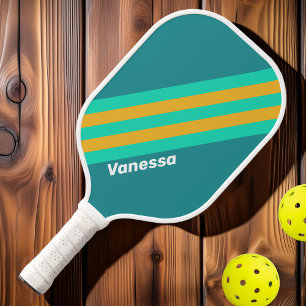 Sunlit Seas Stripes with Name Pickleball Paddle