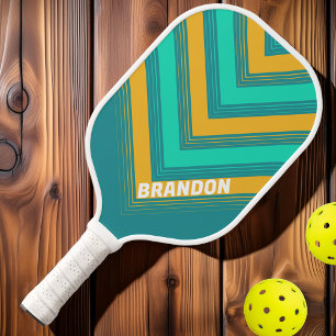 Sunlit Seas Vintage Chevron Fade with Name Pickleball Paddle