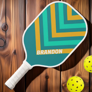 Sunlit Seas Vintage Chevron with Name Pickleball Paddle