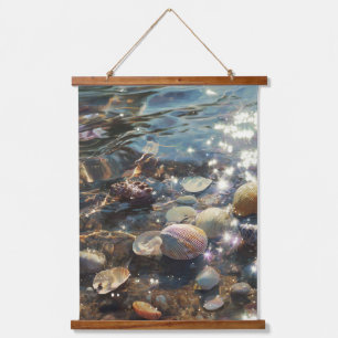 Sunlit Shells Beneath Rippling Water Art Hanging Tapestry