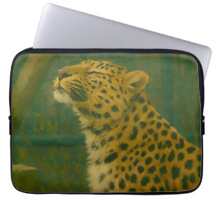Sunlit Silence – Resting Leopard in Forest Light Laptop Sleeve