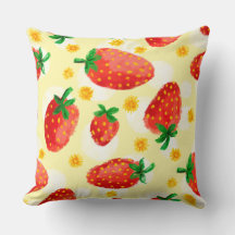 Sunlit Strawberries & Daisies Pillow
