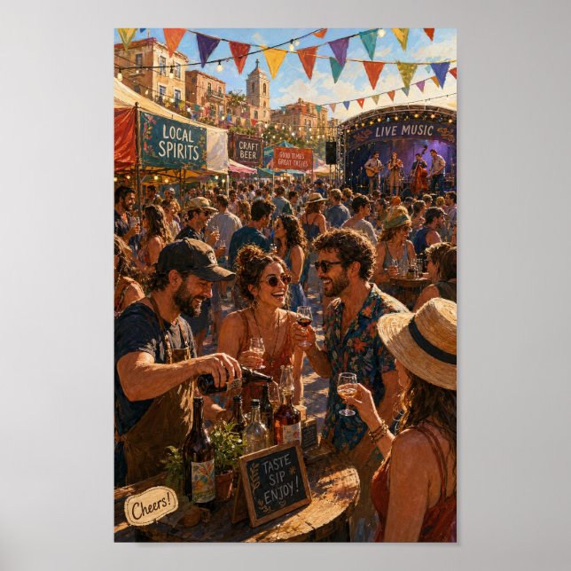 Sunlit Street Festival Gathering Poster (Front)