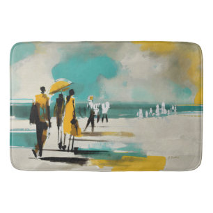 Sunlit Stroll – Abstract Figures In Open Light Bath Mat
