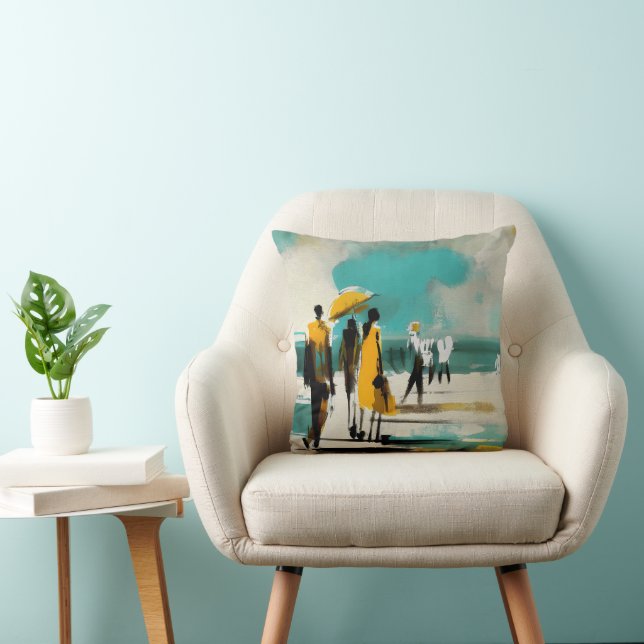 Sunlit Stroll – Abstract Figures In Open Light Cushion (Chair)