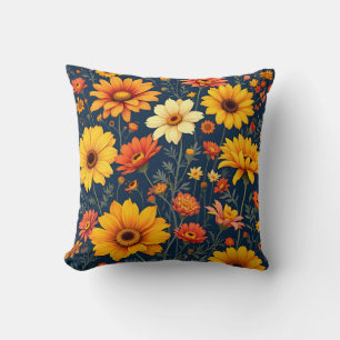 Sunlit Summer Flower Pattern.Modern Outdoor Cushion