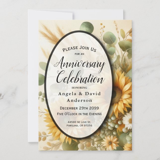 Sunlit Summer Sunflower Blooms Invitation (Front)