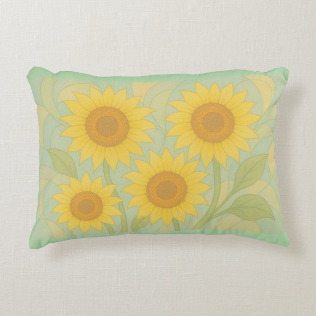 Sunlit Sunflowers – Bold Abstract Floral Design Decorative Cushion (Front)