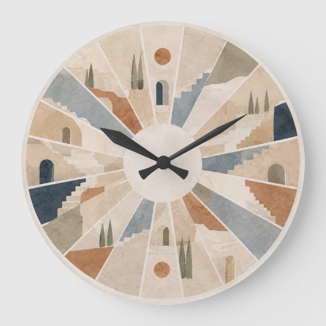 Sunlit Terraces Mediterranean 10.75 Round Wall Clo Large Clock (Front)