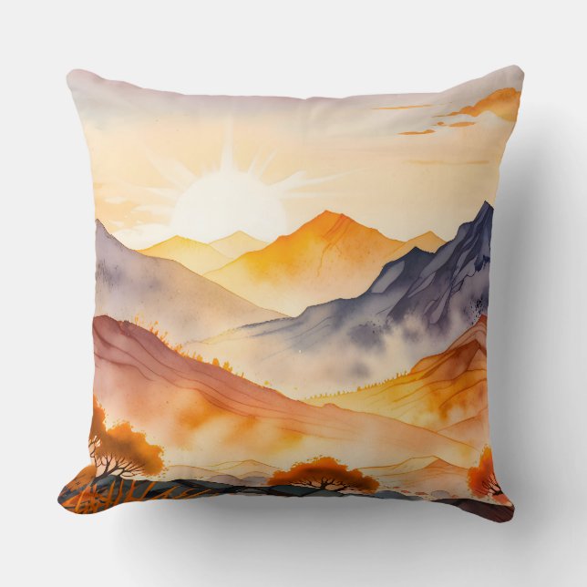 Sunlit Trees and Shadowed Valleys Cushion (Front)