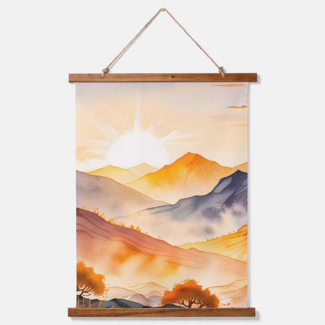 Sunlit Trees and Shadowed Valleys Hanging Tapestry (Front)