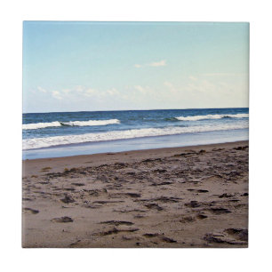 Sunlit Tropical Florida Coast Scene Ceramic Tile