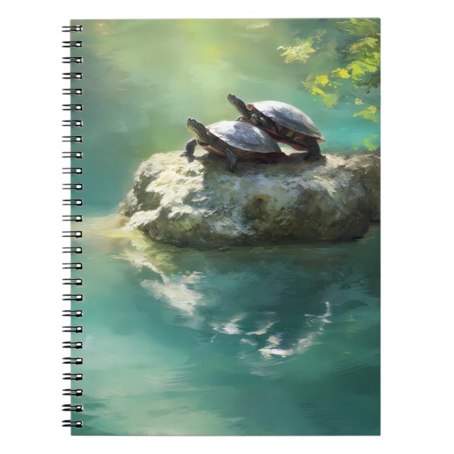 Sunlit Turtle Pond Reflection Notebook (Front)