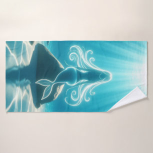 Sunlit, underwater mermaid bath towel