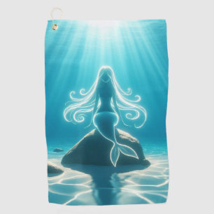 Sunlit, underwater mermaid golf towel