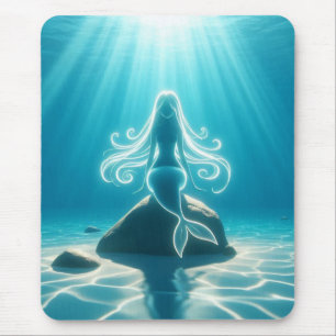 Sunlit, underwater mermaid mouse pad