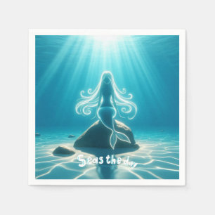 Sunlit, underwater mermaid napkin
