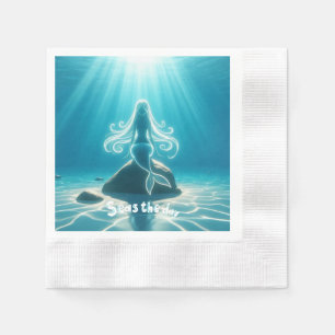 Sunlit, underwater mermaid napkin