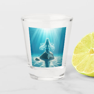 Sunlit, underwater mermaid shot glass