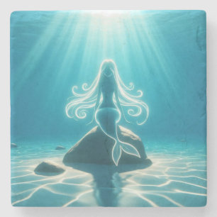 Sunlit, underwater mermaid stone coaster