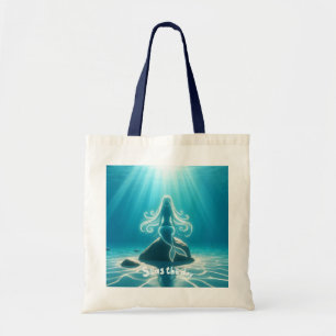 Sunlit, underwater mermaid tote bag