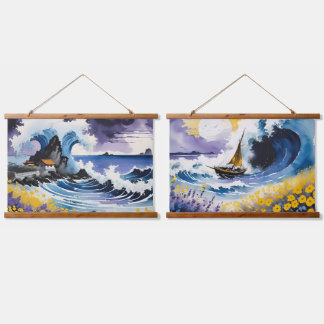 Sunlit Voyage and Seaspray Shoreline Hanging Tapestry