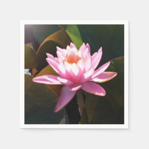 Sunlit Waterlily Pink Floral Water Garden Napkin
