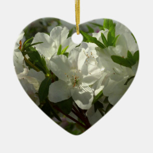Sunlit White Azaleas Beautiful Spring Flowers Ceramic Tree Decoration