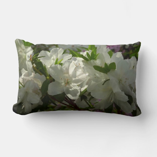 Sunlit White Azaleas Beautiful Spring Flowers Lumbar Cushion (Front)