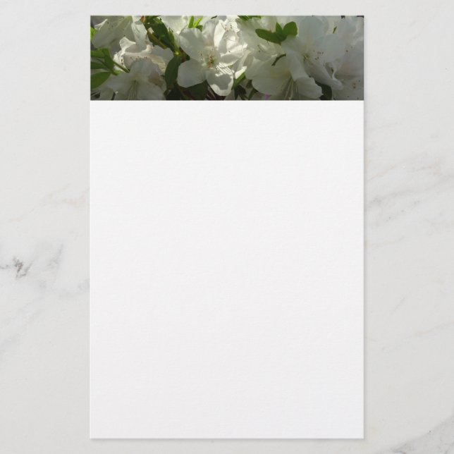Sunlit White Azaleas Beautiful Spring Flowers Stationery (Front)