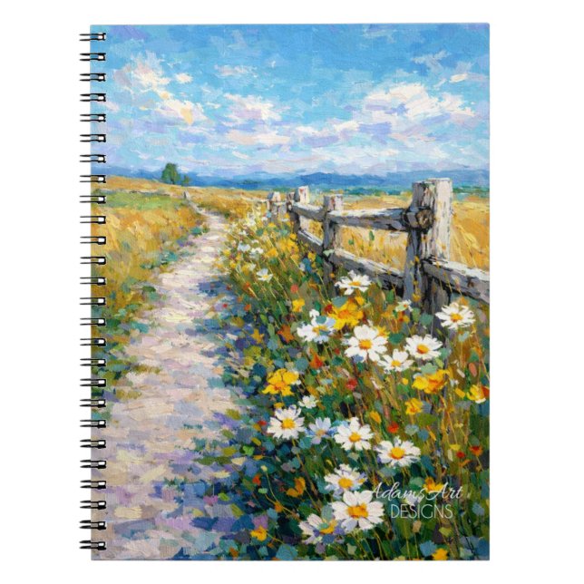 Sunlit Wildflower Path Impressionist Meadow Notebook (Front)